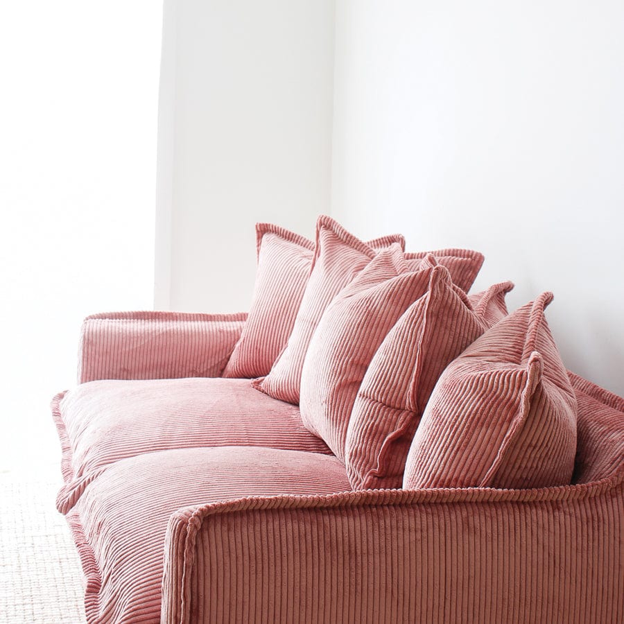 The Cloud 2 Seater Sofa with Blush Corduroy Slipcover By Black Mango