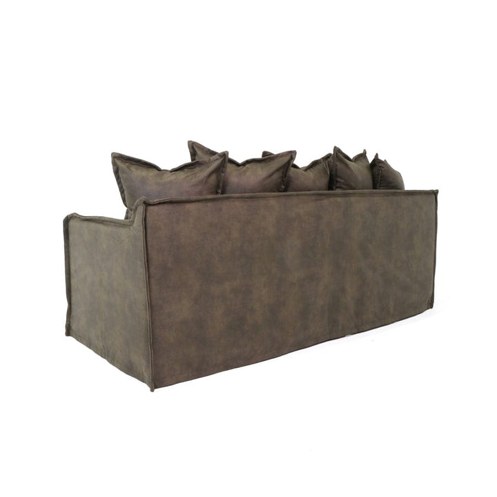 The Cloud 2 Seater Sofa with Brunswick Leatherette Slipcover By Black Mango Interiors