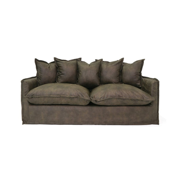 The Cloud 2 Seater Sofa with Brunswick Leatherette Slipcover By Black Mango Interiors