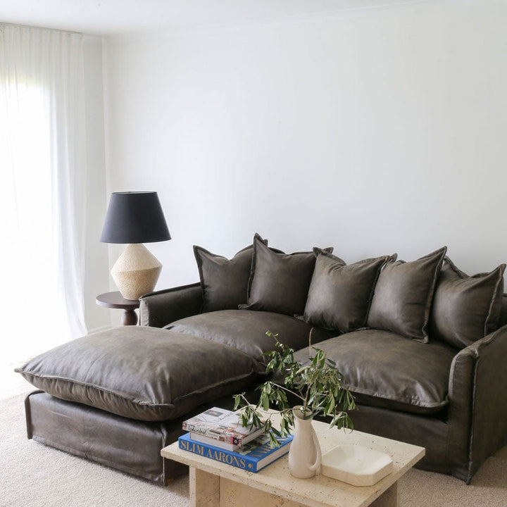 The Cloud 2 Seater Sofa with Brunswick Leatherette Slipcover By Black Mango Interiors
