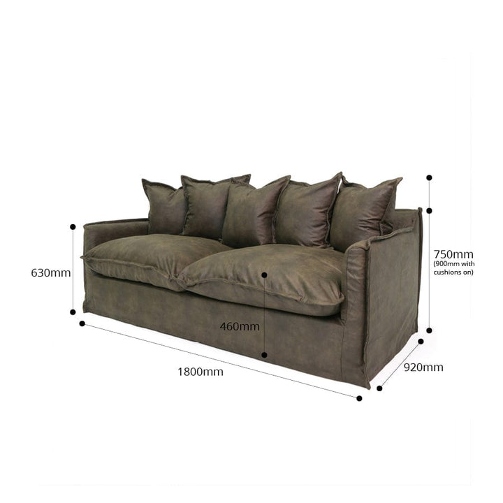 The Cloud 2 Seater Sofa with Brunswick Leatherette Slipcover By Black Mango Interiors