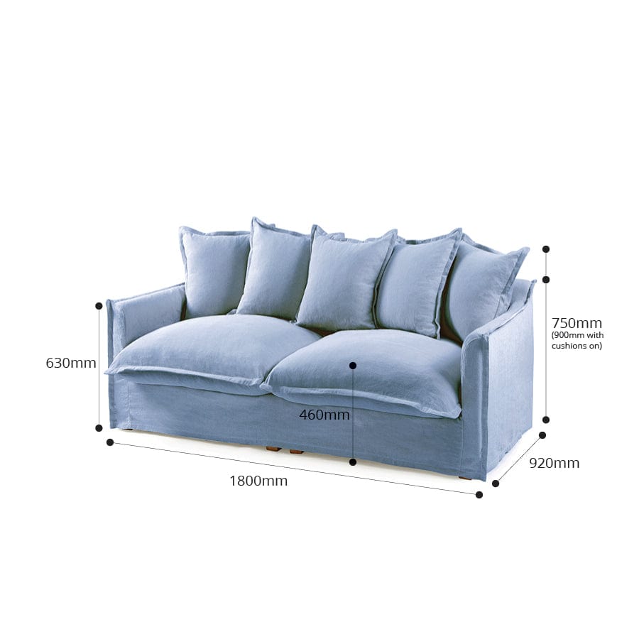 The Cloud 2 Seater Sofa with Denim Blue Slipcover By Black Mango