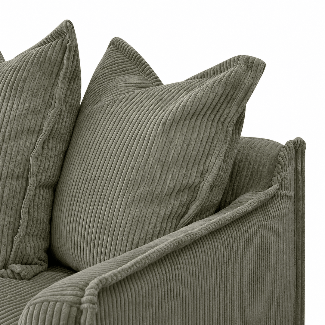 The Cloud 2 Seater Sofa with Eucalyptus Corduroy Slipcover By Black Mango Interiors
