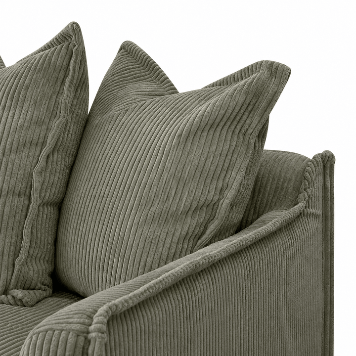 The Cloud 2 Seater Sofa with Eucalyptus Corduroy Slipcover By Black Mango Interiors