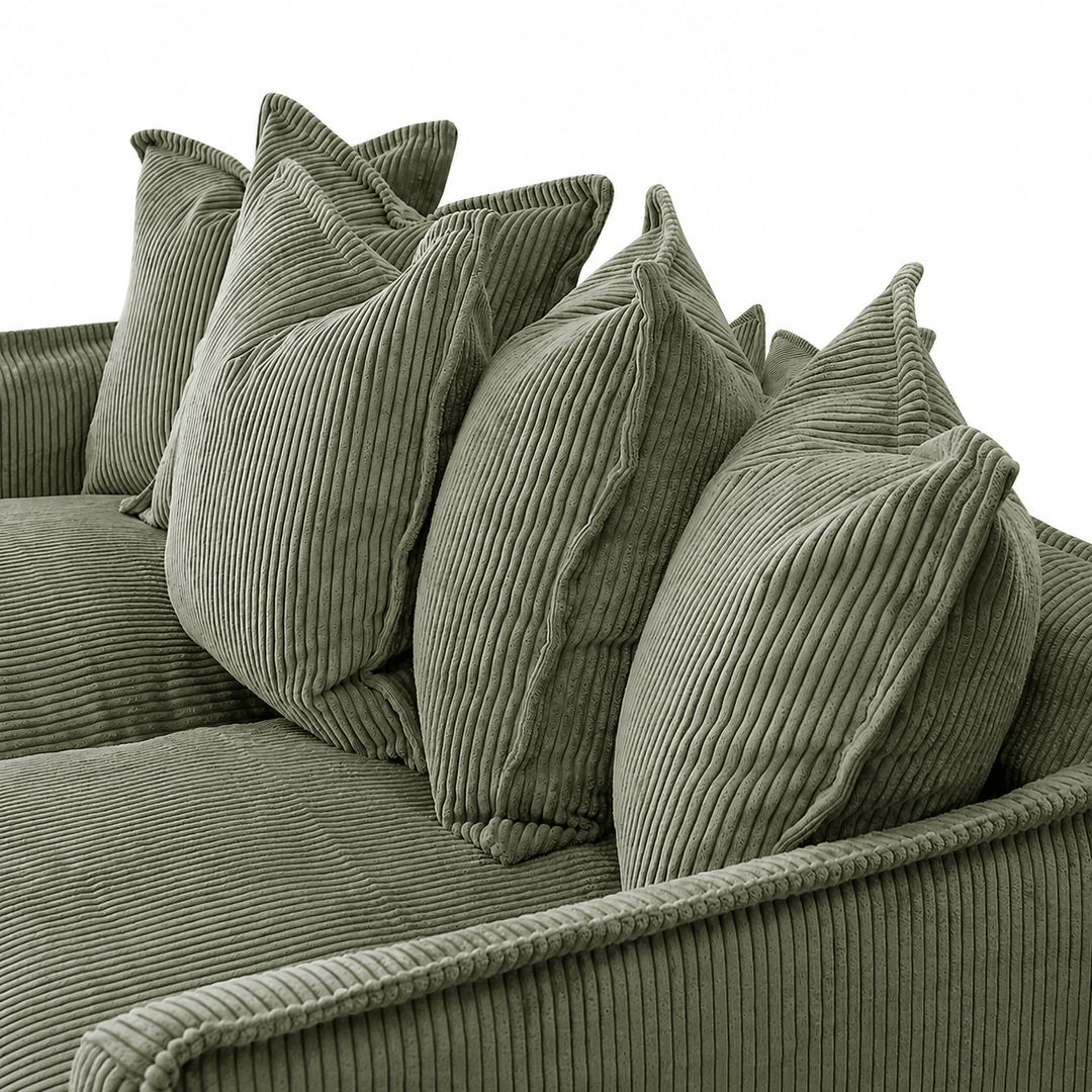 The Cloud 2 Seater Sofa with Eucalyptus Corduroy Slipcover By Black Mango Interiors