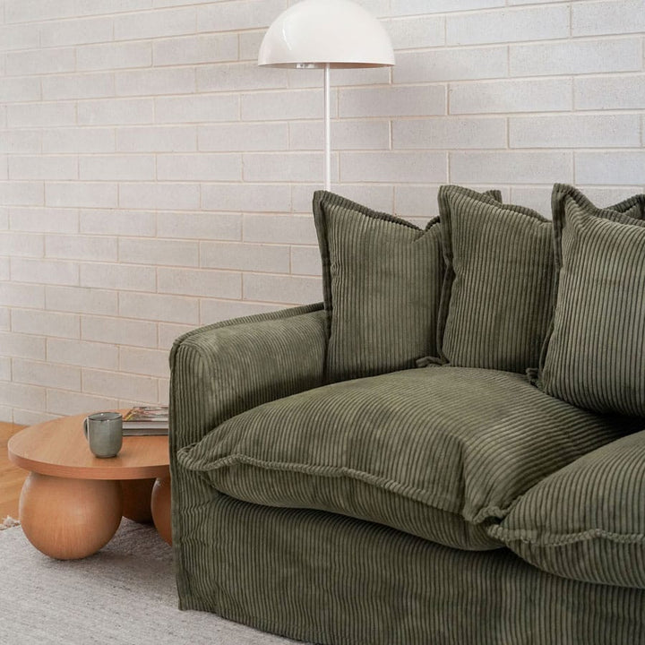 The Cloud 2 Seater Sofa with Eucalyptus Corduroy Slipcover By Black Mango Interiors