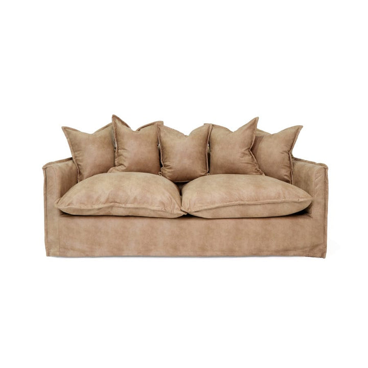 The Cloud 2 Seater Sofa with Fawn Leatherette Slipcover By Black Mango Interiors