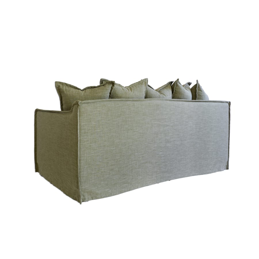 The Cloud 2 Seater Sofa with Olive Slipcover By Black Mango Interiors