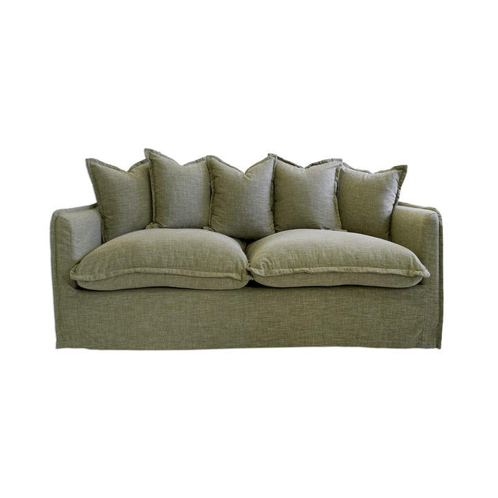 The Cloud 2 Seater Sofa with Olive Slipcover By Black Mango Interiors