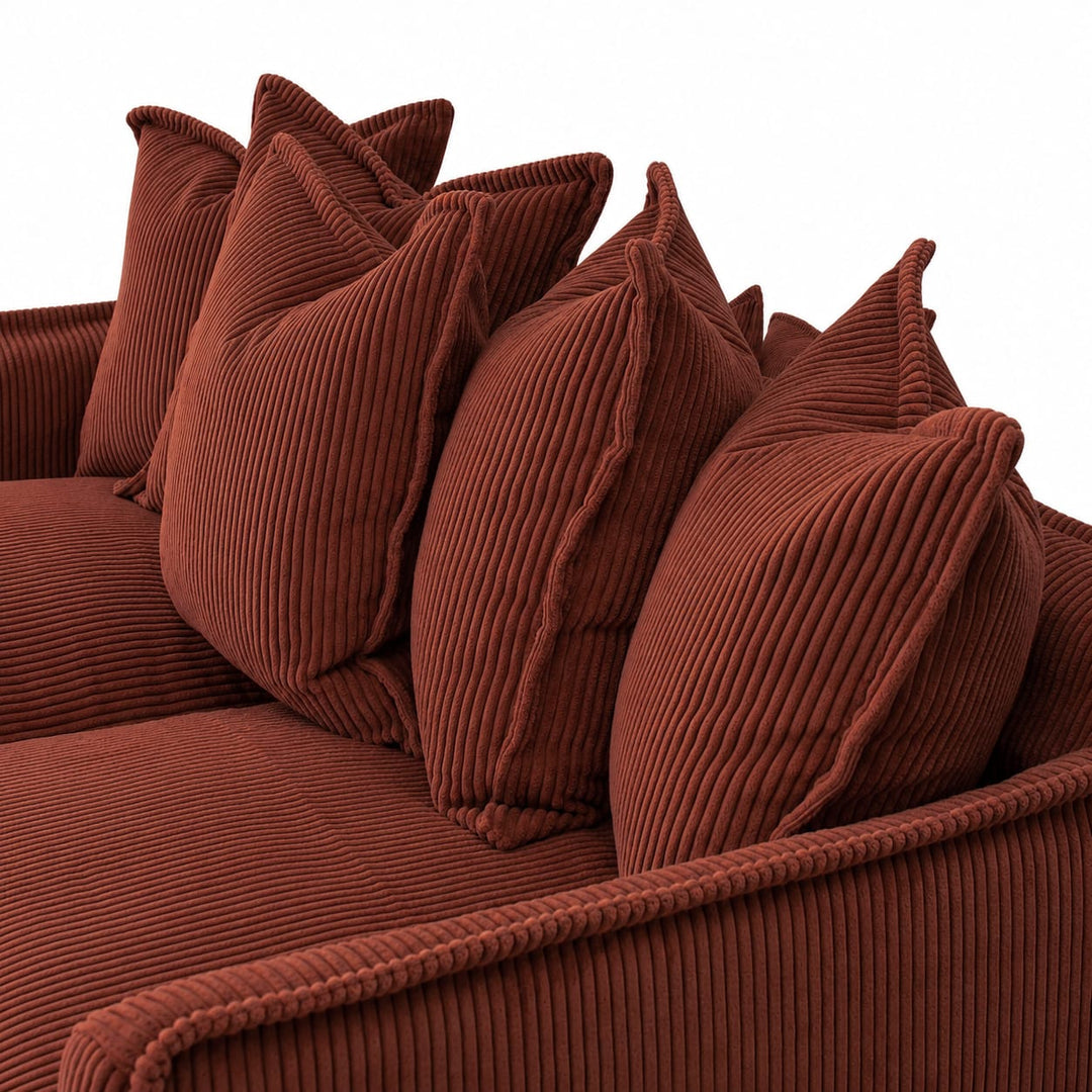 The Cloud 2 Seater Sofa with Rust Corduroy Slipcover By Black Mango Interiors