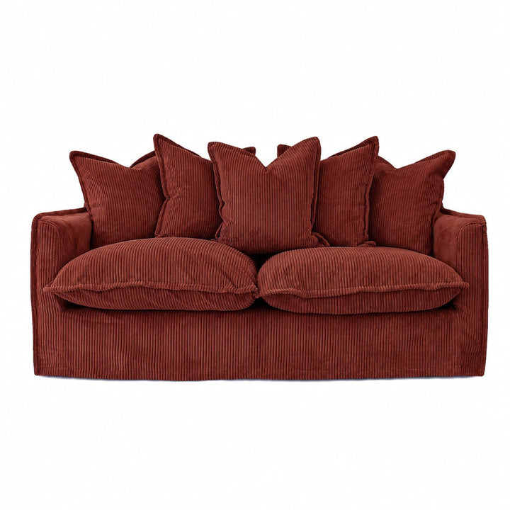 The Cloud 2 Seater Sofa with Rust Corduroy Slipcover By Black Mango Interiors