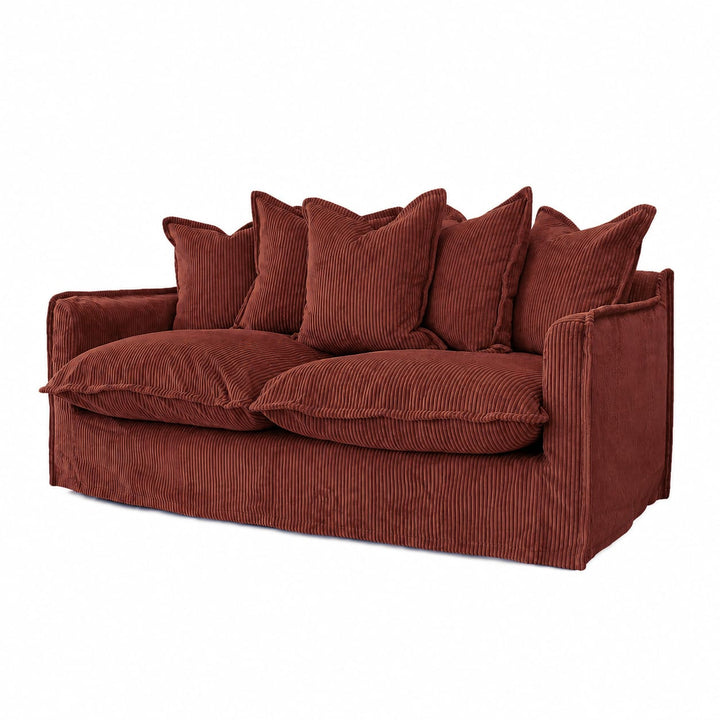 The Cloud 2 Seater Sofa with Rust Corduroy Slipcover By Black Mango Interiors