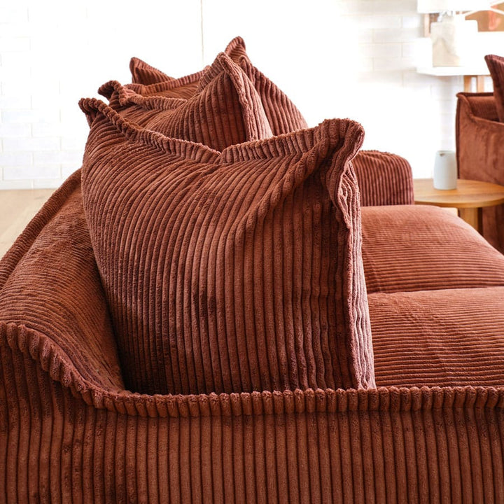 The Cloud 2 Seater Sofa with Rust Corduroy Slipcover By Black Mango Interiors