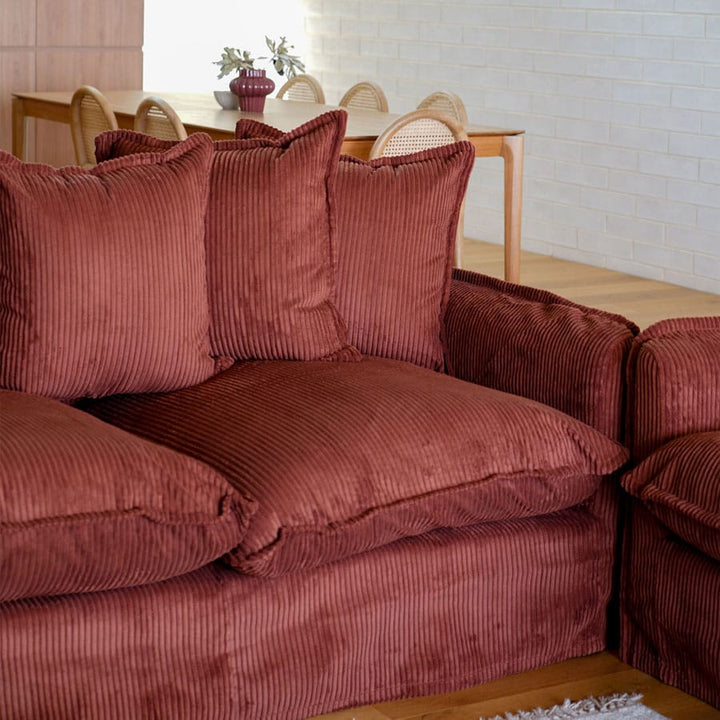 The Cloud 2 Seater Sofa with Rust Corduroy Slipcover By Black Mango Interiors