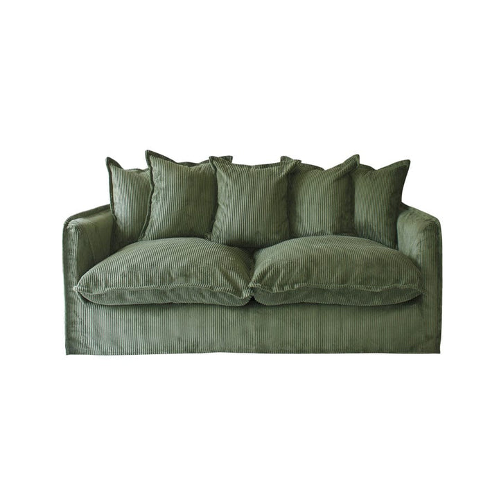 The Cloud 2 Seater Sofa with Sage Corduroy Slipcover By Black Mango