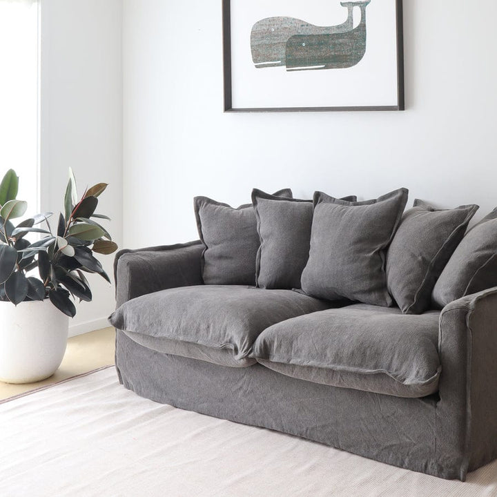 The Cloud 2 Seater Sofa with Slate Slipcover By Black Mango