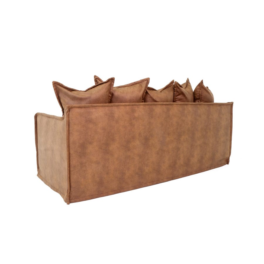 The Cloud 2 Seater Sofa with Tan Leatherette Slipcover By Black Mango Interiors