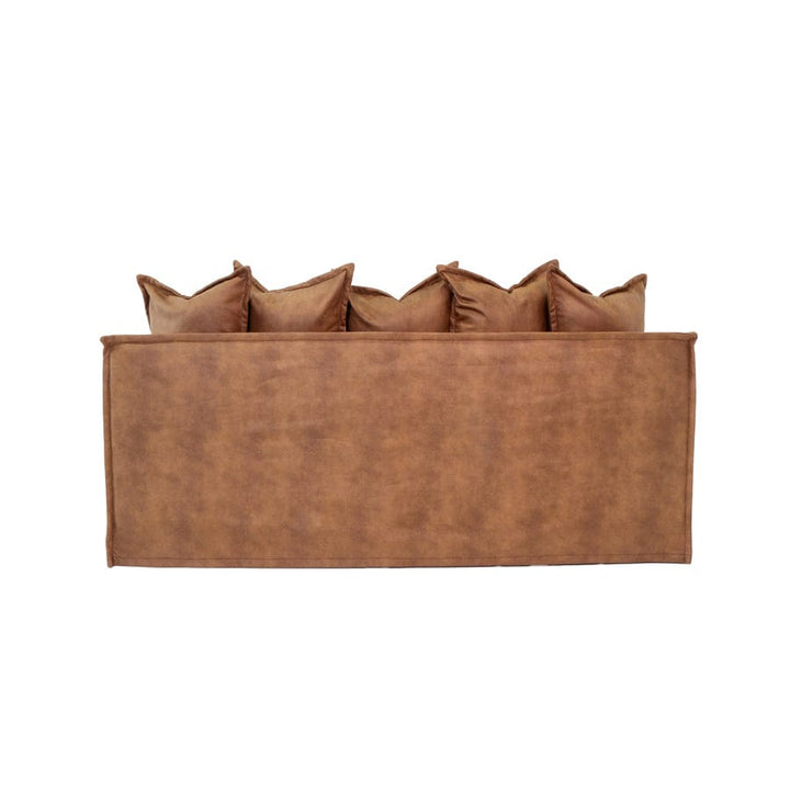 The Cloud 2 Seater Sofa with Tan Leatherette Slipcover By Black Mango Interiors