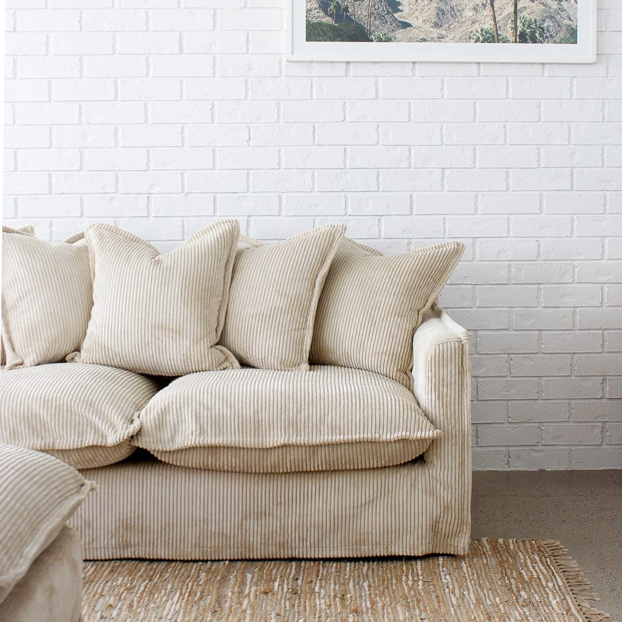 The Cloud 3 Seater Sofa with Almond Corduroy Slipcover By Black Mango