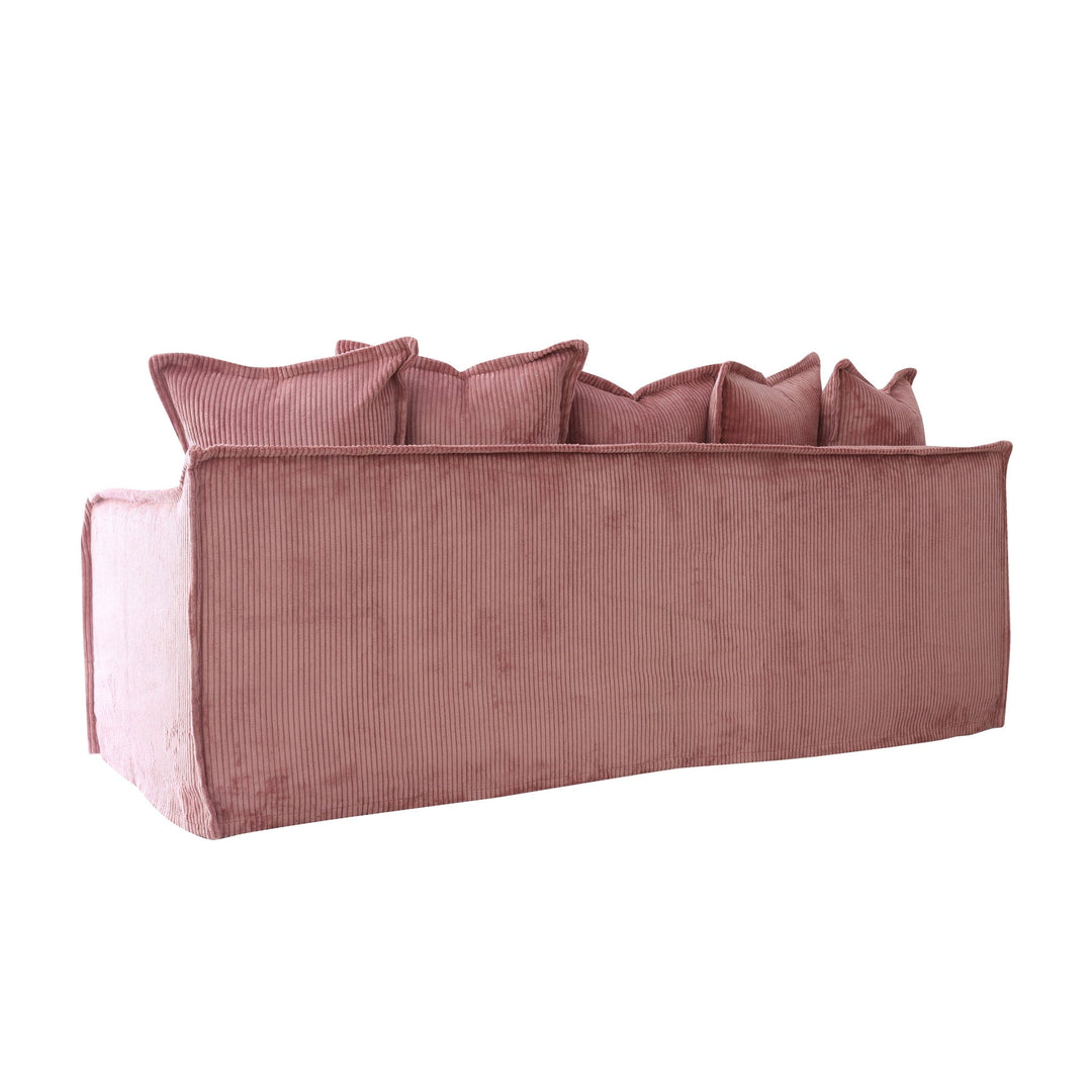 The Cloud 3 Seater Sofa with Blush Corduroy Slipcover By Black Mango