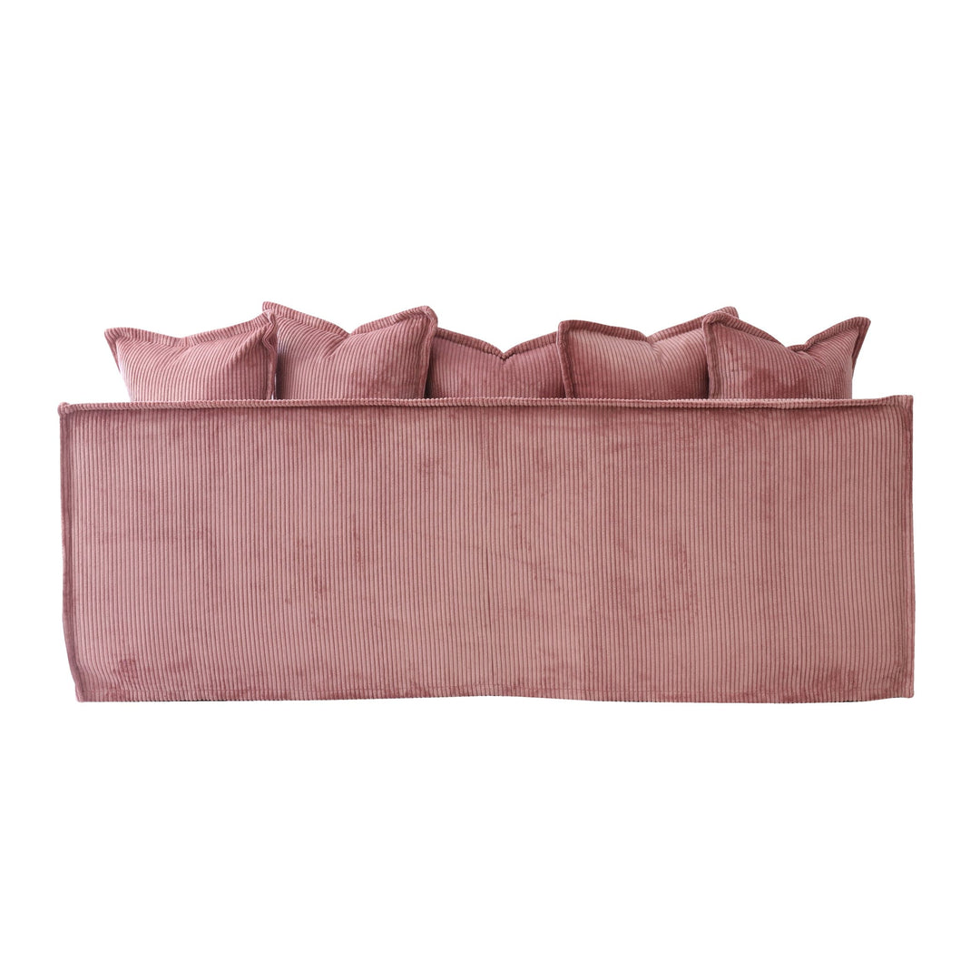 The Cloud 3 Seater Sofa with Blush Corduroy Slipcover By Black Mango
