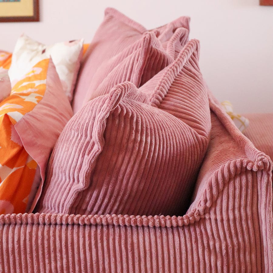 The Cloud 3 Seater Sofa with Blush Corduroy Slipcover By Black Mango Interiors