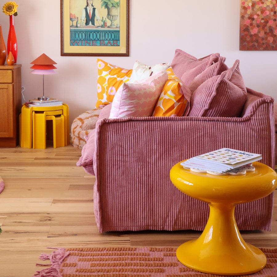 The Cloud 3 Seater Sofa with Blush Corduroy Slipcover By Black Mango Interiors