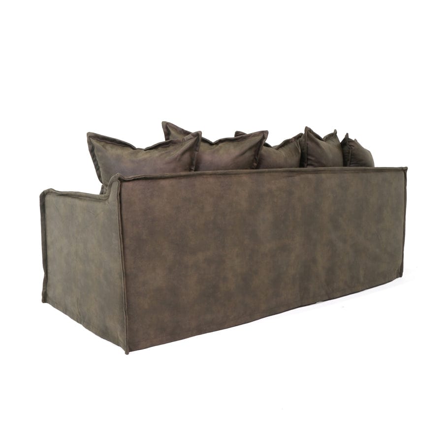 The Cloud 3 Seater Sofa with Brunswick Leatherette Slipcover By Black Mango Interiors