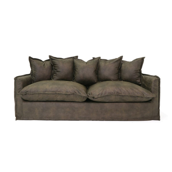 The Cloud 3 Seater Sofa with Brunswick Leatherette Slipcover By Black Mango Interiors