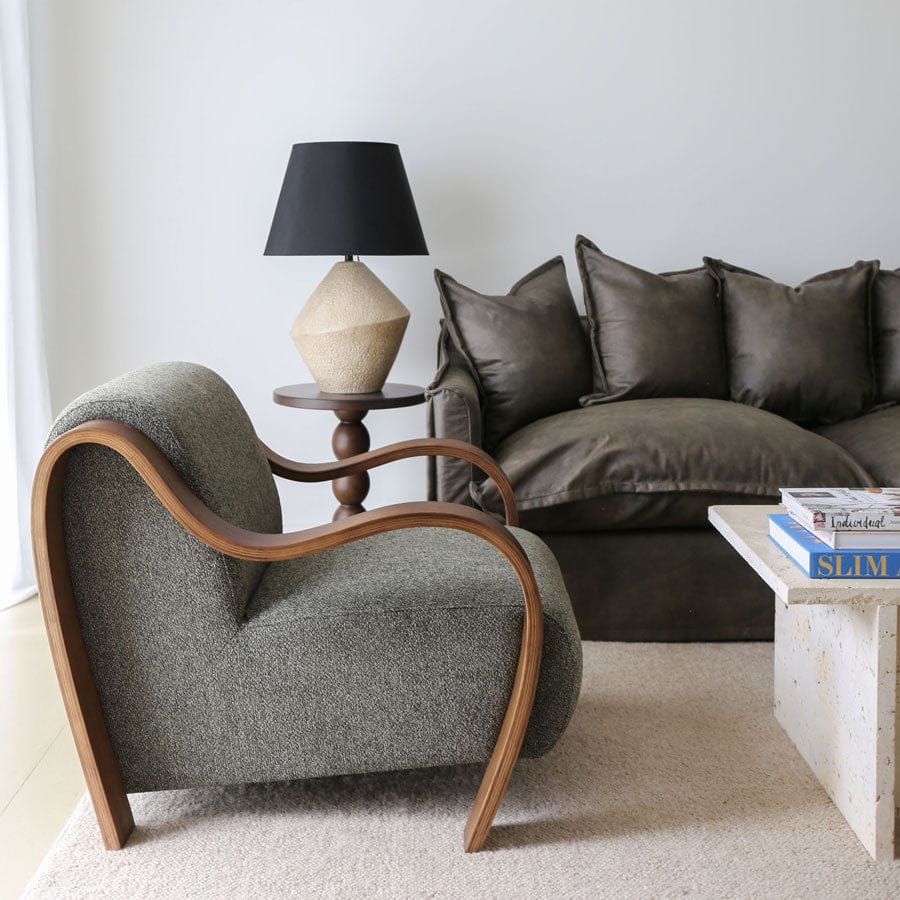 The Cloud 3 Seater Sofa with Brunswick Leatherette Slipcover By Black Mango Interiors