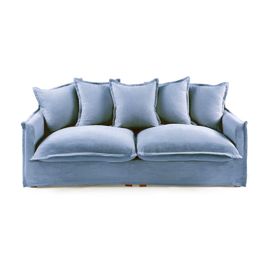 The Cloud 3 Seater Sofa with Denim Blue Slipcover By Black Mango