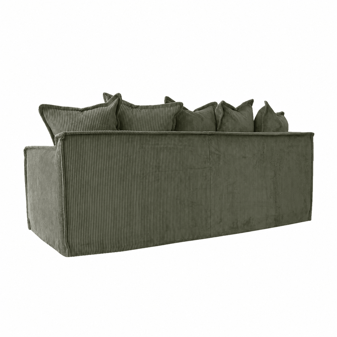 The Cloud 3 Seater Sofa with Eucalyptus Corduroy Slipcover By Black Mango Interiors