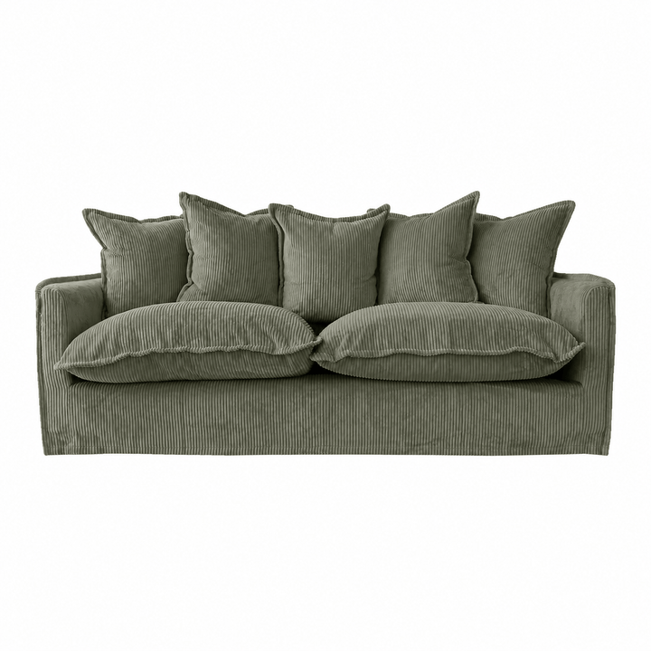 The Cloud 3 Seater Sofa with Eucalyptus Corduroy Slipcover By Black Mango Interiors
