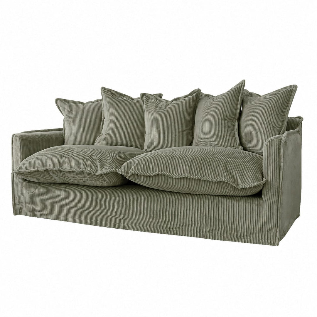The Cloud 3 Seater Sofa with Eucalyptus Corduroy Slipcover By Black Mango Interiors