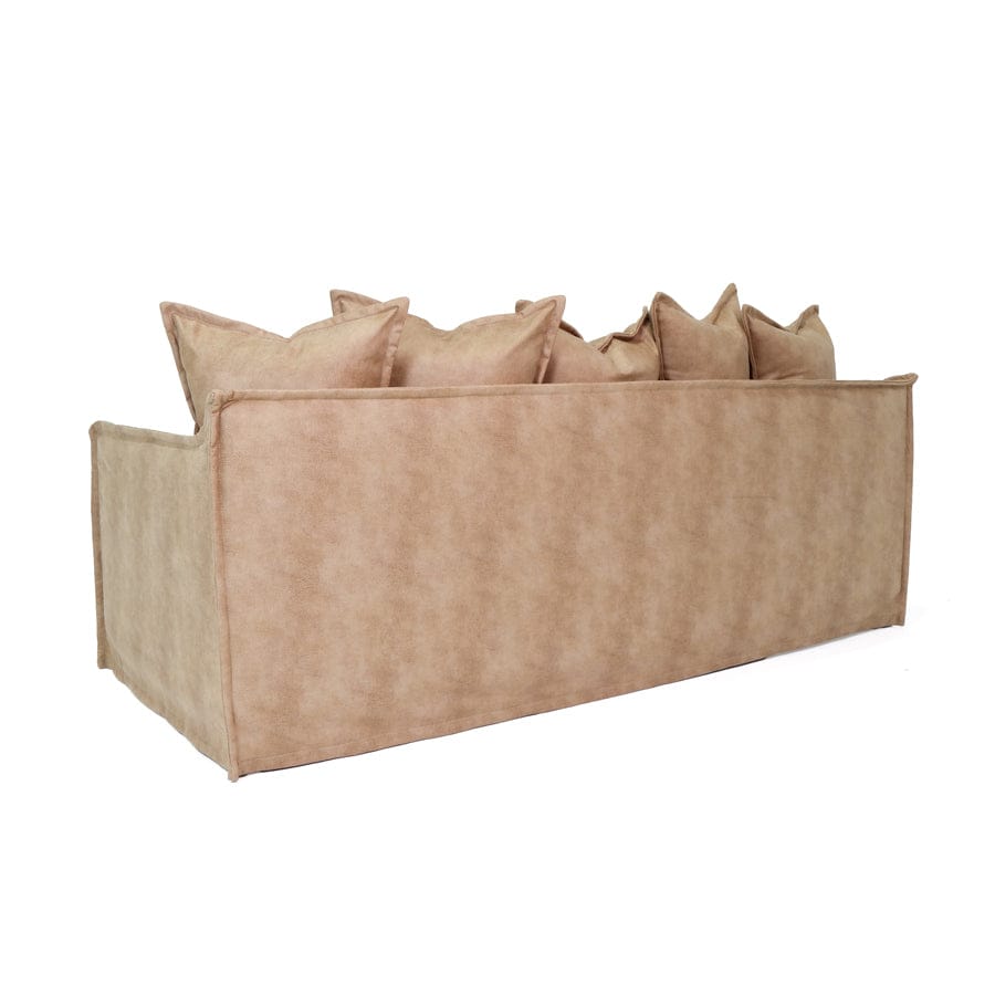 The Cloud 3 Seater Sofa with Fawn Leatherette Slipcover By Black Mango Interiors