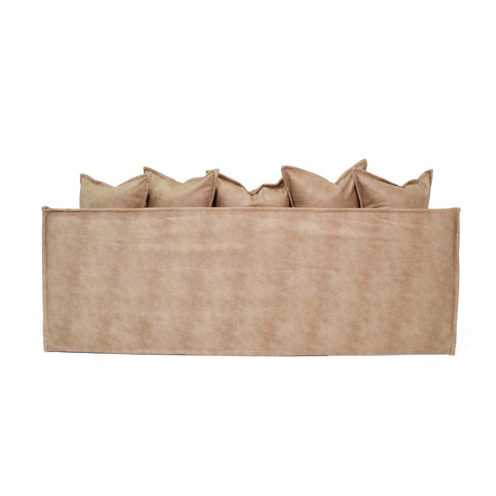 The Cloud 3 Seater Sofa with Fawn Leatherette Slipcover By Black Mango Interiors