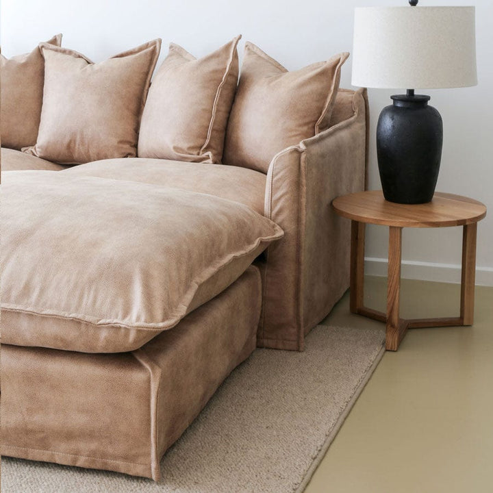 The Cloud 3 Seater Sofa with Fawn Leatherette Slipcover By Black Mango Interiors