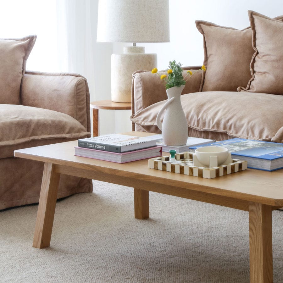 The Cloud 3 Seater Sofa with Fawn Leatherette Slipcover By Black Mango Interiors