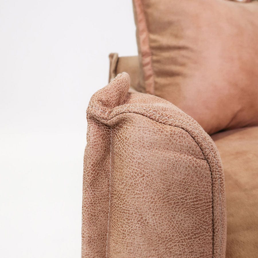 The Cloud 3 Seater Sofa with Fawn Leatherette Slipcover By Black Mango Interiors