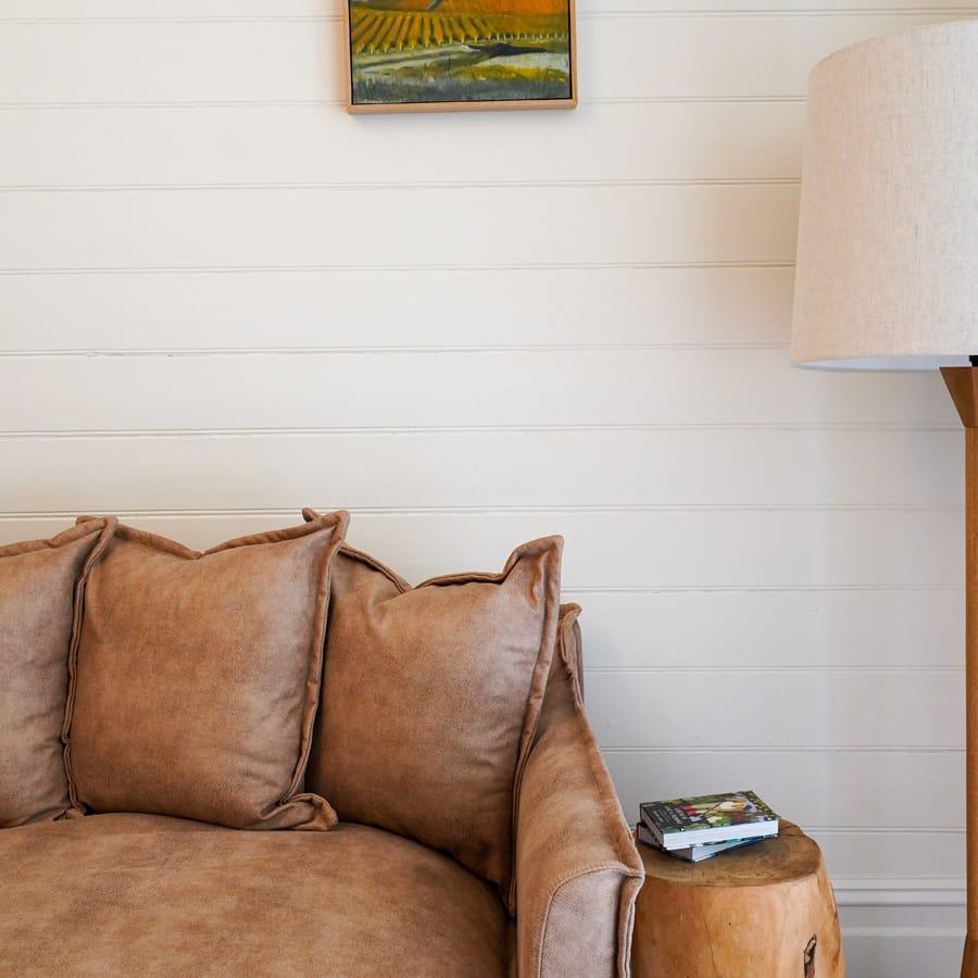 The Cloud 3 Seater Sofa with Fawn Leatherette Slipcover By Black Mango Interiors