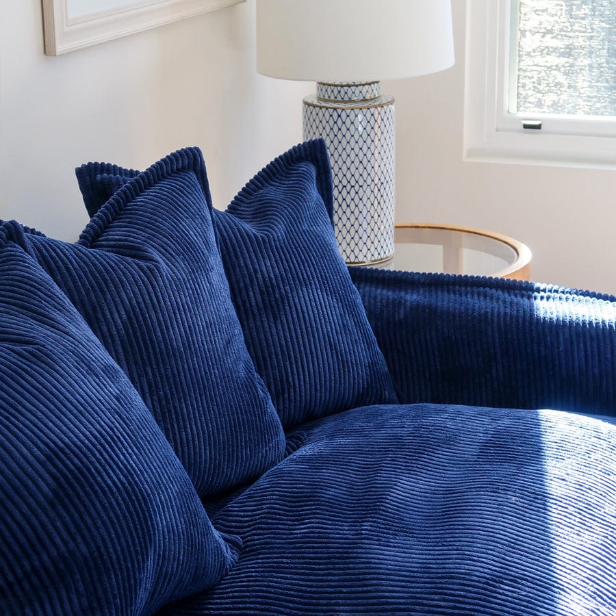 The Cloud 3 Seater Sofa with Navy Slipcover By Black Mango
