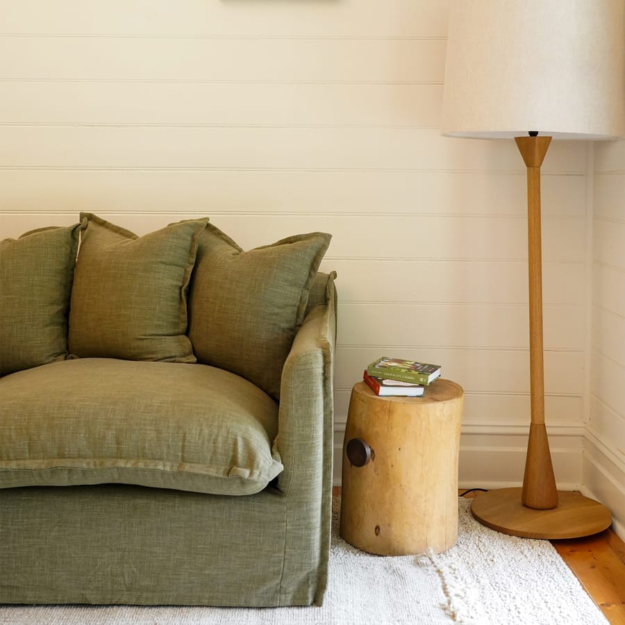 The Cloud 3 Seater Sofa with Olive Slipcover By Black Mango Interiors