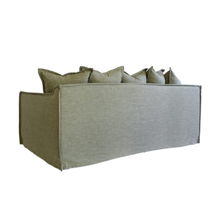 The Cloud 3 Seater Sofa with Olive Slipcover By Black Mango Interiors