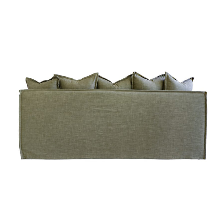 The Cloud 3 Seater Sofa with Olive Slipcover By Black Mango Interiors