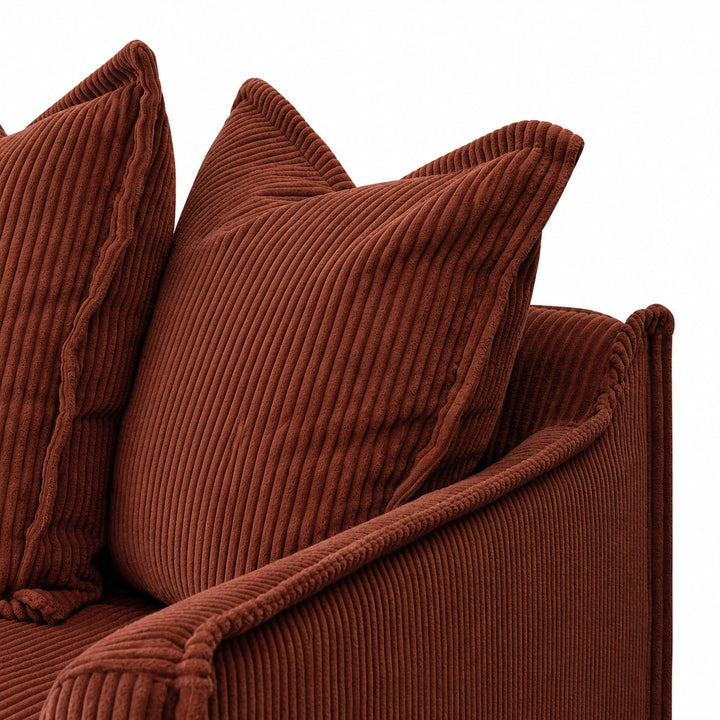 The Cloud 3 Seater Sofa with Rust Corduroy Slipcover By Black Mango Interiors