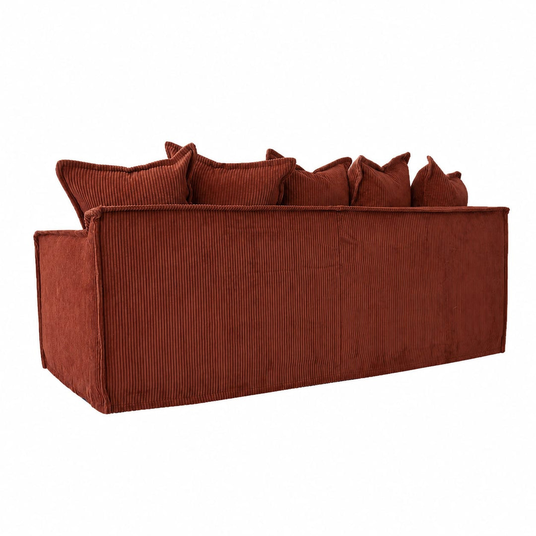 The Cloud 3 Seater Sofa with Rust Corduroy Slipcover By Black Mango Interiors