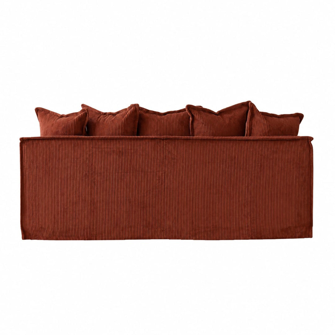 The Cloud 3 Seater Sofa with Rust Corduroy Slipcover By Black Mango Interiors