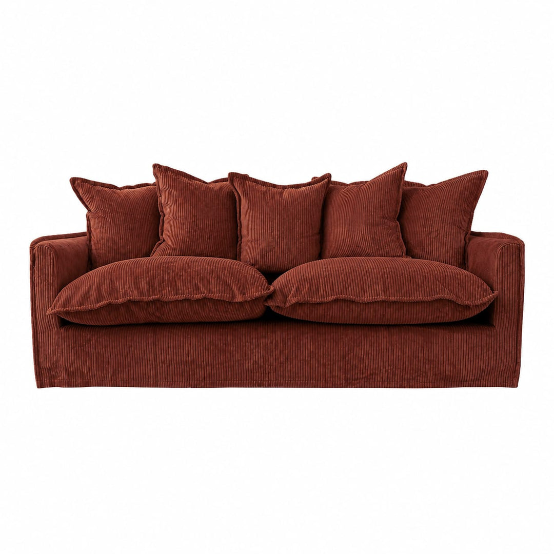 The Cloud 3 Seater Sofa with Rust Corduroy Slipcover By Black Mango Interiors
