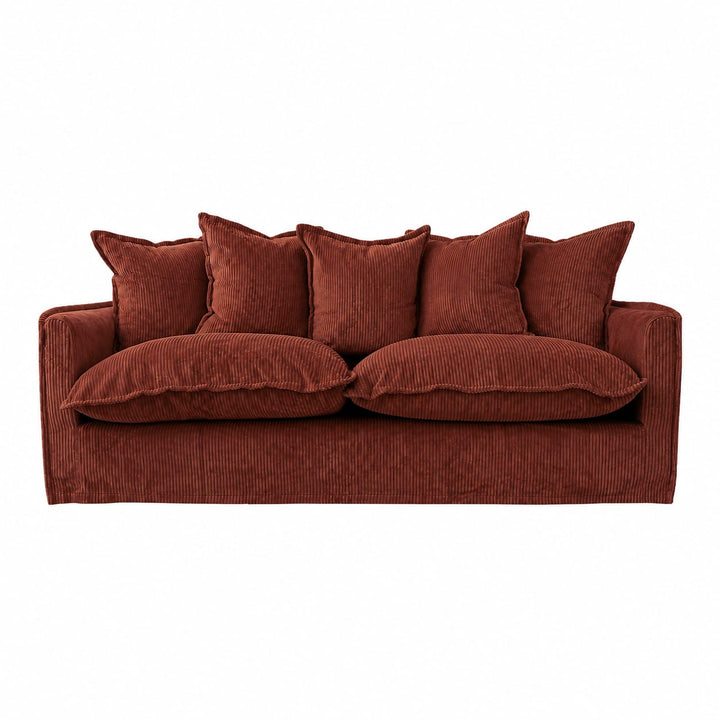 The Cloud 3 Seater Sofa with Rust Corduroy Slipcover By Black Mango Interiors
