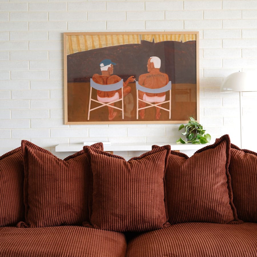 The Cloud 3 Seater Sofa with Rust Corduroy Slipcover By Black Mango Interiors